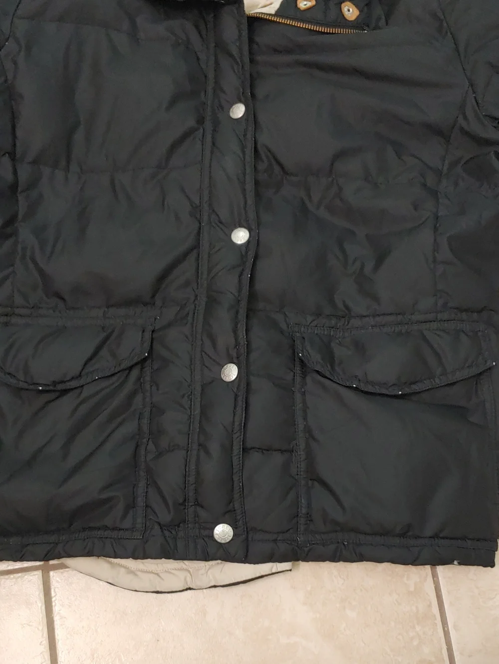 Vintage J. Crew Down Coat Men's Black Quilted Puffer Jacket Size L